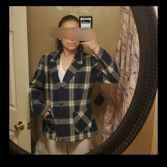 Vintage Pendleton Tartan Wool Blazer Jacket in Green & Plaid Size 6 - Picture 11 of 12